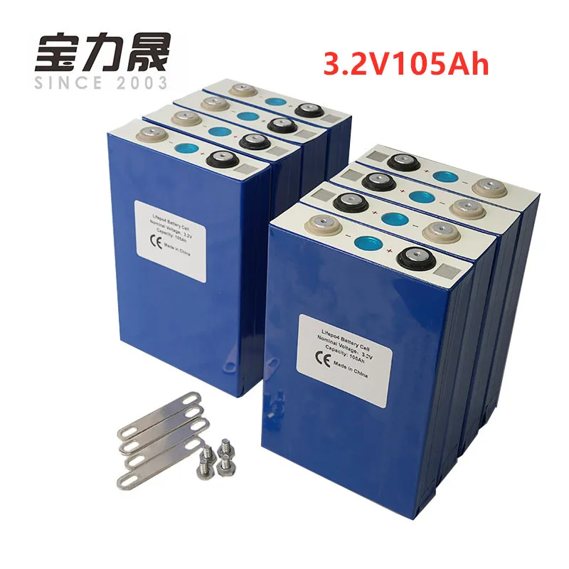8 шт. 3 2 V 105Ah 2020 Новая батарея 100Ah Lifepo4 литий железо фосфат для EV RV Pack 24V200AH Diy