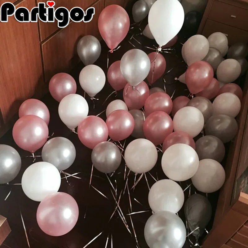 50 шт., 1,5 г, 10 дюймов, жемчужные, розовые, серебристые, белые латексные шары, для свадьбы, юбилея, Дня Святого Валентина, дня рождения, вечеринки, Декор, гелиевые шары