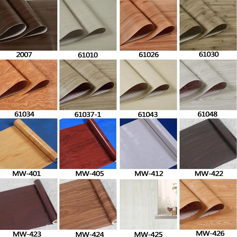 Новый 10 м * 45 см водонепроницаемый ПВХ есть клей деревянные зерна Наклейки на