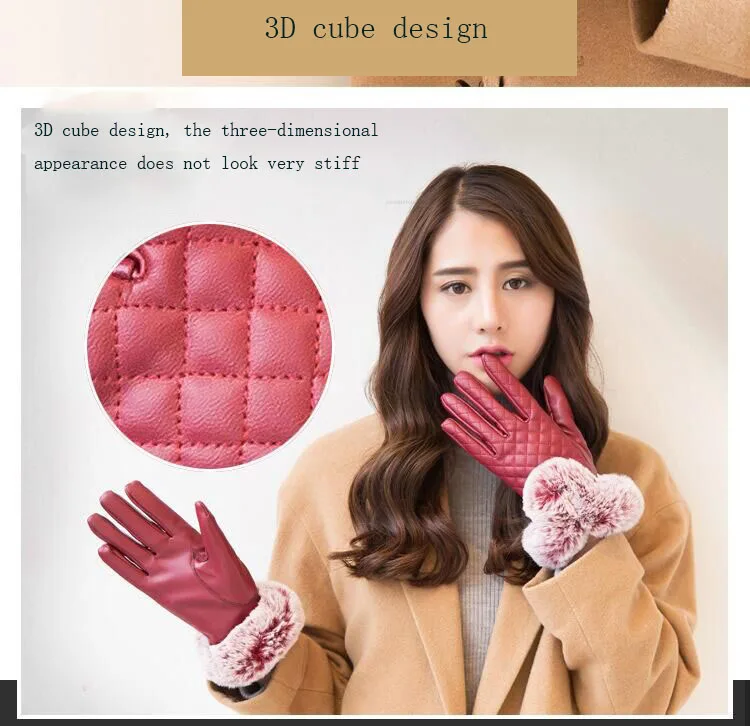SUOGRY Женские Новые однотонные женские кожаные перчатки черные осенние зимние теплые перчатки меховые зимние кожаные перчатки женские перчатки