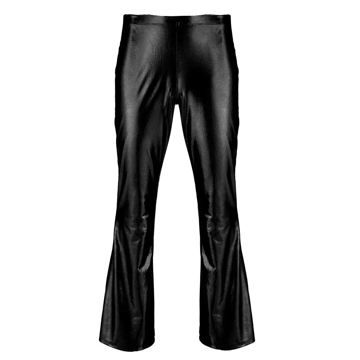 Black Костюм для Хэллоуина для мужчин, для взрослых, блестящие, светоотражающие, для дискотеки, для отдыха, длинные штаны, расклешенные брюки, необычные, вечерние, для ночного клуба, для танцев - Цвет: Black