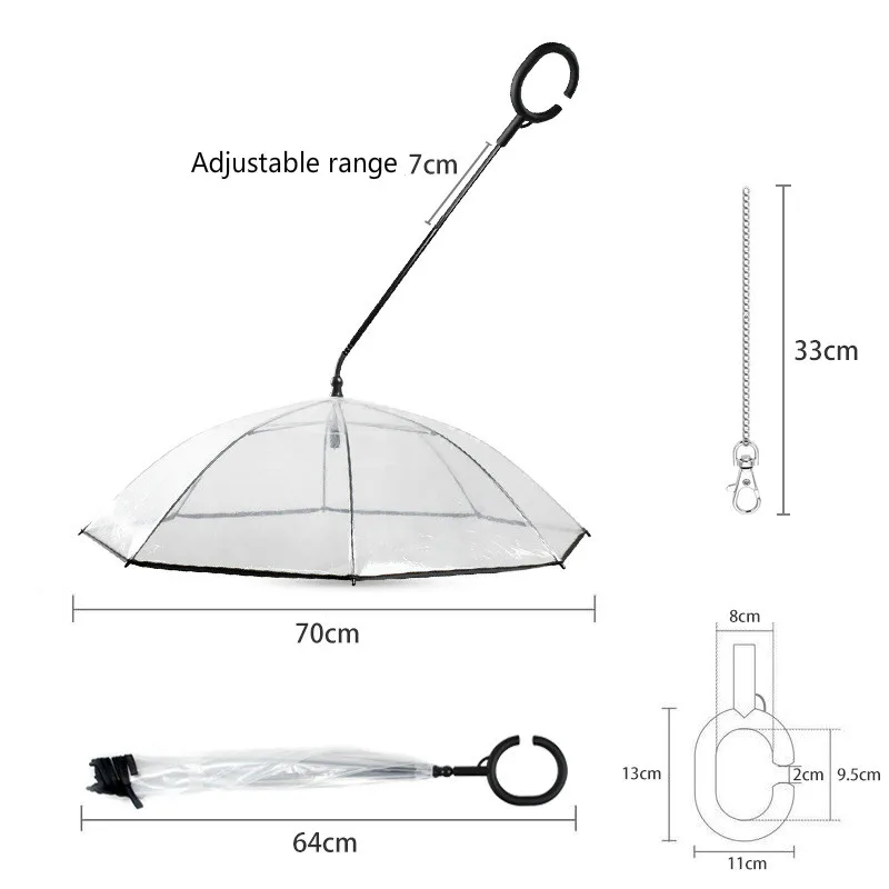 Прозрачный зонт для домашних животных товары собак прямой регулируемый поводок