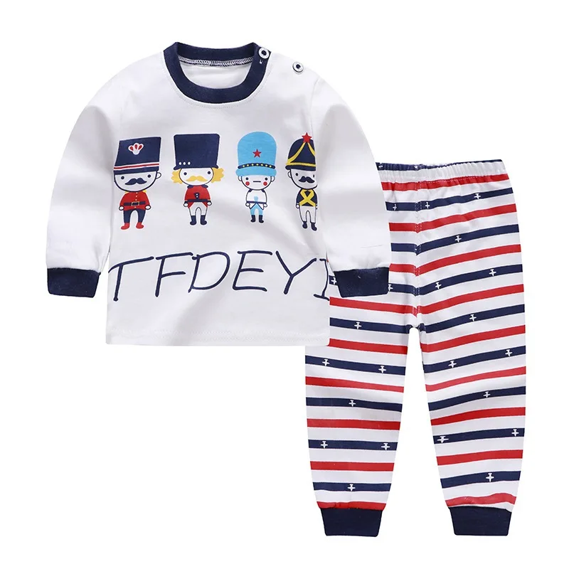 Style 22 Chivry/ хлопковые детские пижамные комплекты для мальчиков Милая футболка с длинными рукавами, круглым вырезом и рисунком топы и штаны детская одежда для маленьких девочек - Цвет: Style 22