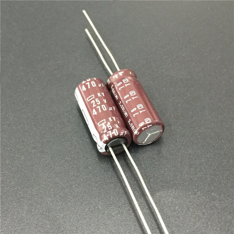 100 шт. 470 мкФ, алюминиевая крышка, 25В NIPPON NCC серия Ky 8x20 мм низкое сопротивление ESR долгий срок службы 25V470uF Алюминий электролитический конденсатор с алюминиевой крышкой