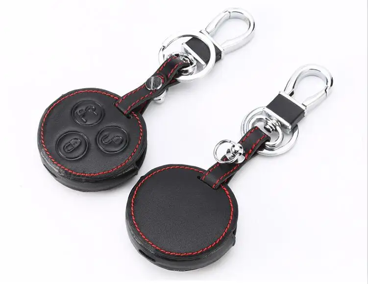 Кожаный чехол для ключей с 3 кнопками Mercedes Benz Smart Fortwo Forfour Roadster Protect fob Cover|Футляр