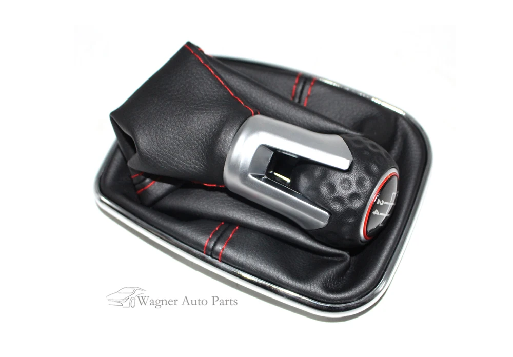 Для VW Bora MK4 Golf 4 Jetta 4 98-04 ручка переключения рулевого механизма автомобиля с хромированной рамкой черная кожа красная нить красная крышка кольца 5 Скорость 12 мм