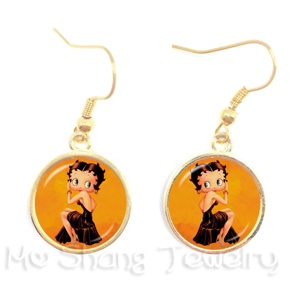 Классические модные серьги Betty Boop с узором 16 мм очаровательные Подвесные