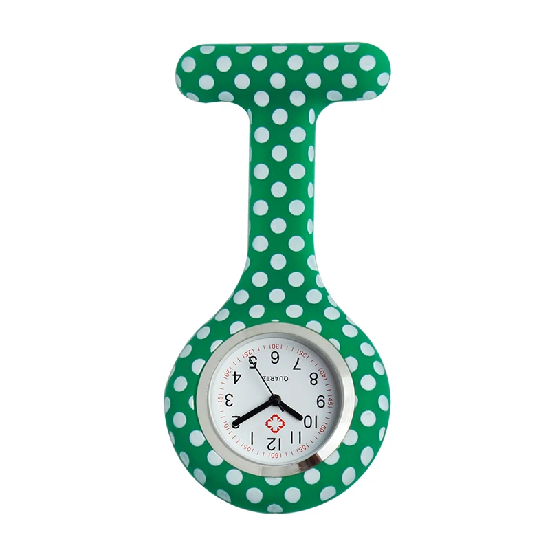 green Силиконовые часы медсестры карманные кварцевые медицинские часы dots doctor nursing нагрудный подарок больница здоровье брошь часы оптом - Цвет: green