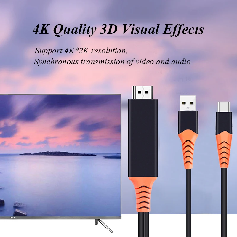 Larryjoe type-c к Hdmi с экраном для подключения телефона ТВ дисплей type-c к Hdmi 4K с блоком питания для samsung Galaxy S10 S9