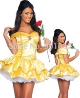 free shipping hot sale beauty and the beast cosplay carnival costume kids belle princess dress for christmas party size 8 16