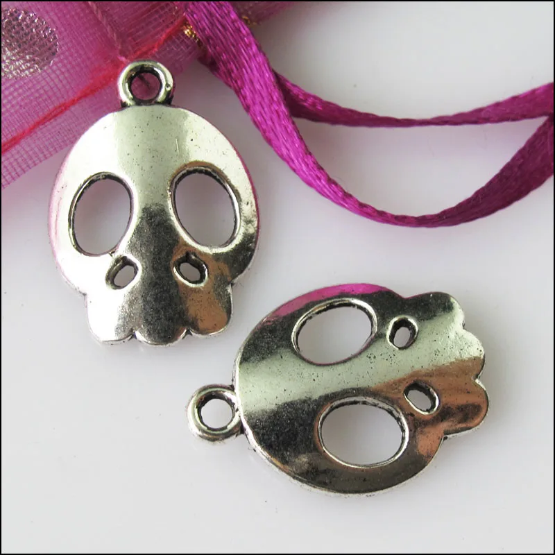 20 шт. старину Серебряный Цвет Хэллоуин гладкая подвески черепа 15x21mm|halloween pendants|silver