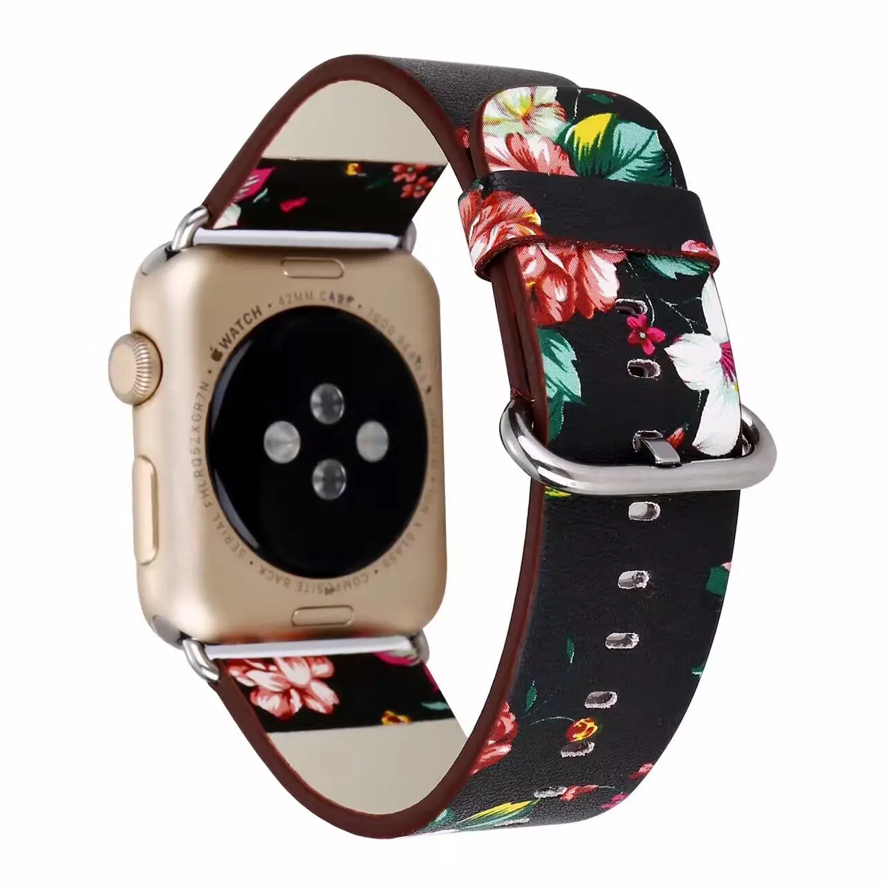 Национальный черный белый цвет сандалии из тисненой кожи ремешок 38/40/42/44 мм для