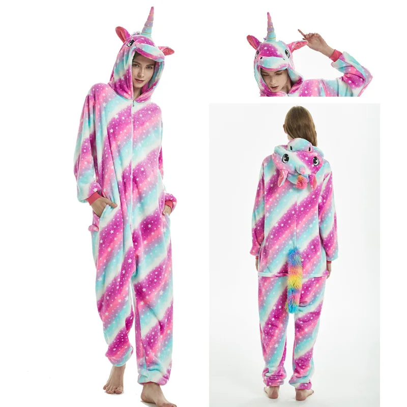 

2020 adult unisex kugurumi pajamas unicorn women animal sleepwear nightgown warm soft blue stich cosplay anime sleepwear
