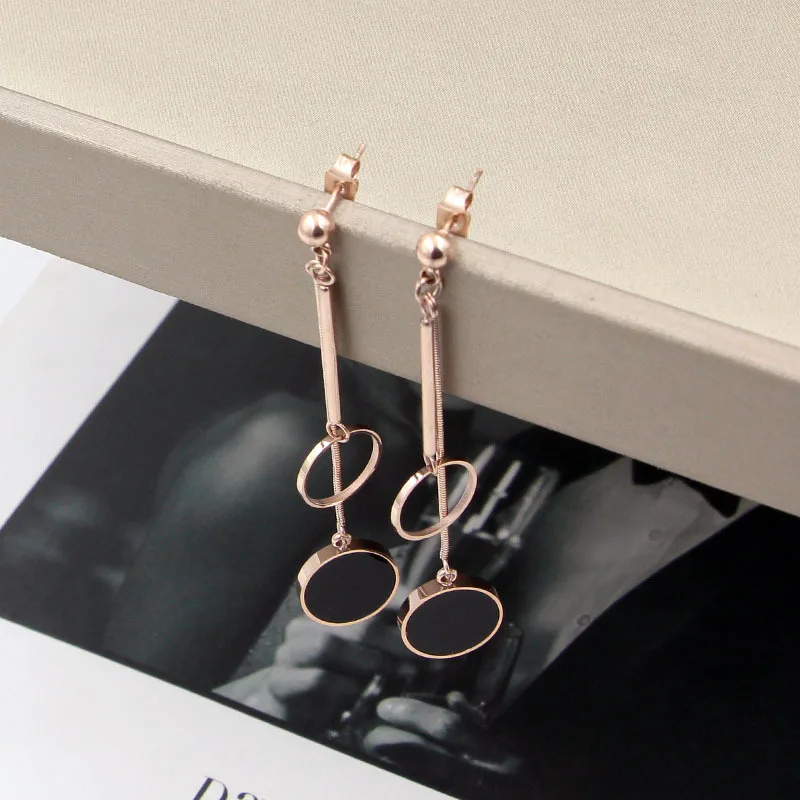 

black oil Simple Trendy Gold Sliver Color Earrings For Women stainless steel Jewelry fashion earring Dangle Drop Earring