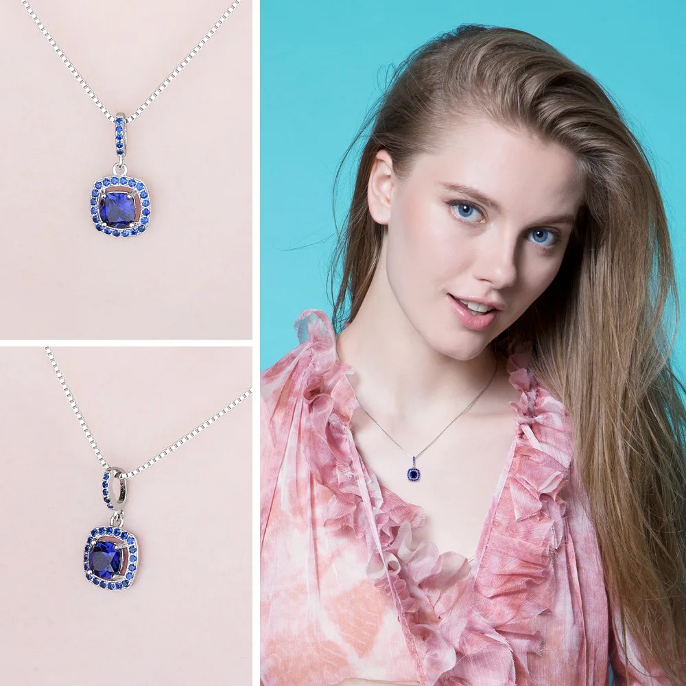 JewelryPalace Мода 1 96 карат квадратный создан сапфиры синий шпинель кулон 100% 925 пробы