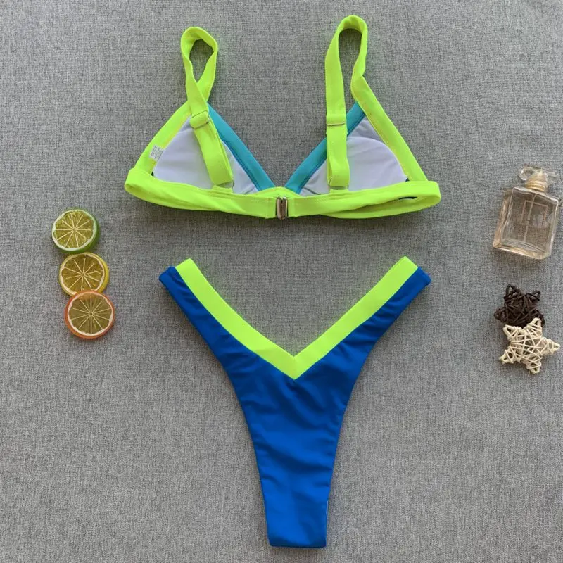 Лоскутная леопардовая пляжная купальная одежда V-shape Porno Panty+ мягкий пуш-ап бюстгальтер костюм наборы Женский купальник сексуальное нижнее белье набор