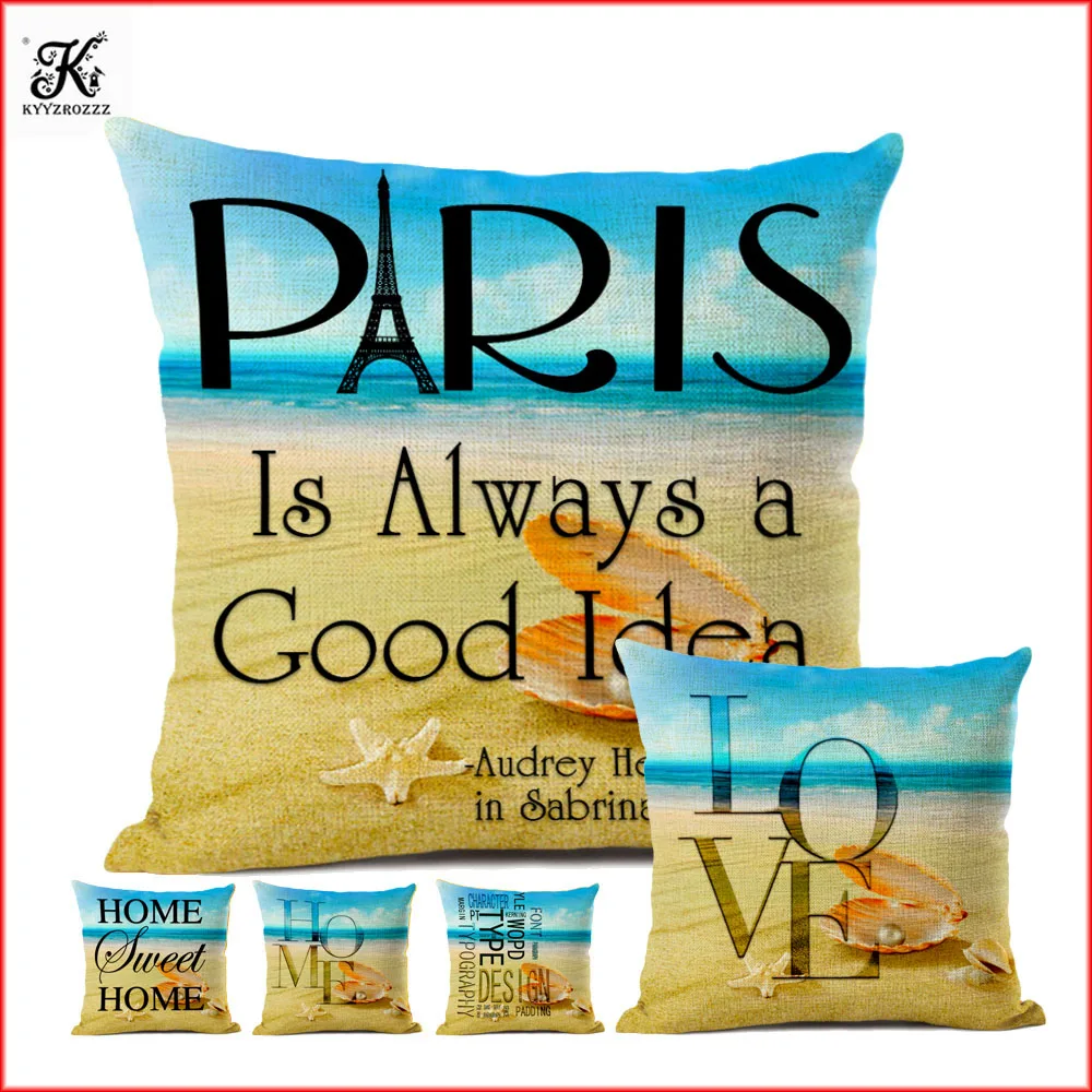 Бумажная наволочка с надписью модного дизайна 45*45 см хлопковая и конопляная
