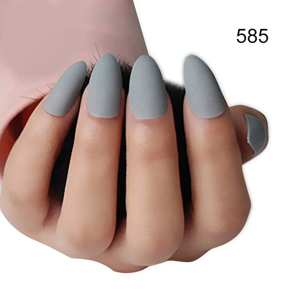585 24 шт женские накладные ногти DIY матовые накладные ногти в форме капель NShopping - Цвет: 585