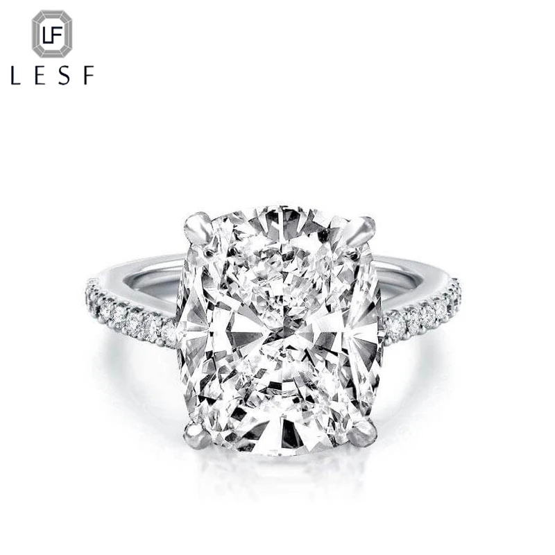 LESF 925 Sterling Silver 8 Carat Moissanite Ring Engagement Jewelry For Women Big Stone Wedding |