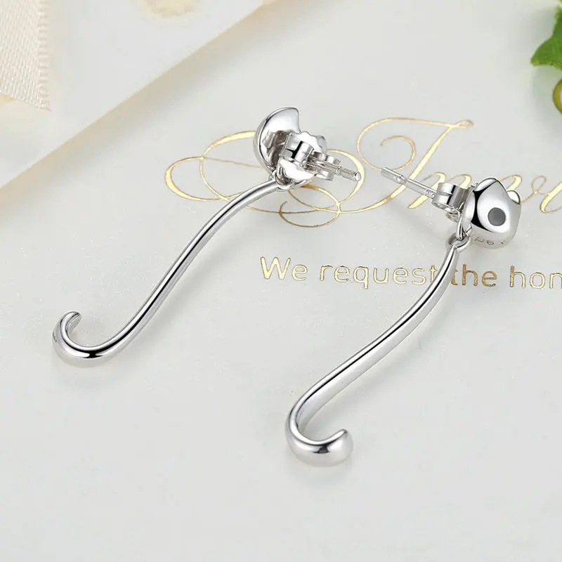 Длинные серьги подвески из серебра 925 пробы с кошкой|earings fashion jewelry|earrings jewelryfine jewelry