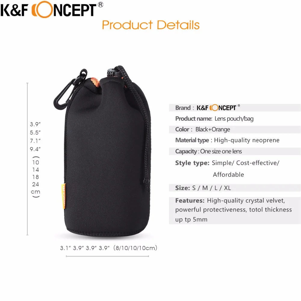 K & F CONCEPT сумка для объектива камеры защитный чехол функциональный