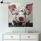 ArtSailing 1 шт. холст искусство на стену щетина свинья носить венок холст щетиной с цветочной короной плакаты и принты Ванная комната Декор