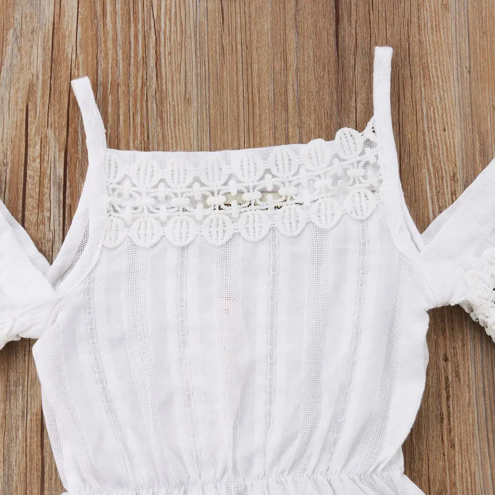 Комплект из 2 предметов, Boho, комплект одежды для маленьких девочек, открытые кружевные топы с открытыми плечами+ джинсы с цветочной вышивкой, джинсовые штаны с дырками, комплект одежды