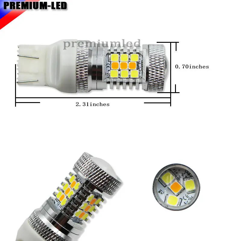 31-SMD высокое Мощность белый/желтый 7443 горки светодиодные лампы с 8-Булавки Flasher Fix