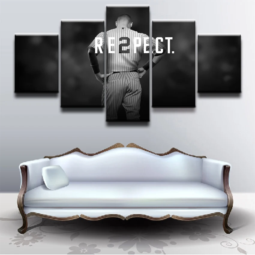 5 Pieces Derek Jeter Baseball Sports Poster Canvas Printed Wall Art Modern Home Decor Pictures Painting | Дом и сад