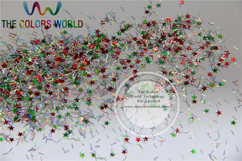 Xmas-11 Смесь блестящих голографических цветов и форм блесток для наращивания ногтей или декора DIY 1упак. = 50г.