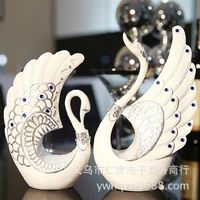 modern minimalist living room bedroom resin diamond couple swan ornaments wedding engagement gift household items