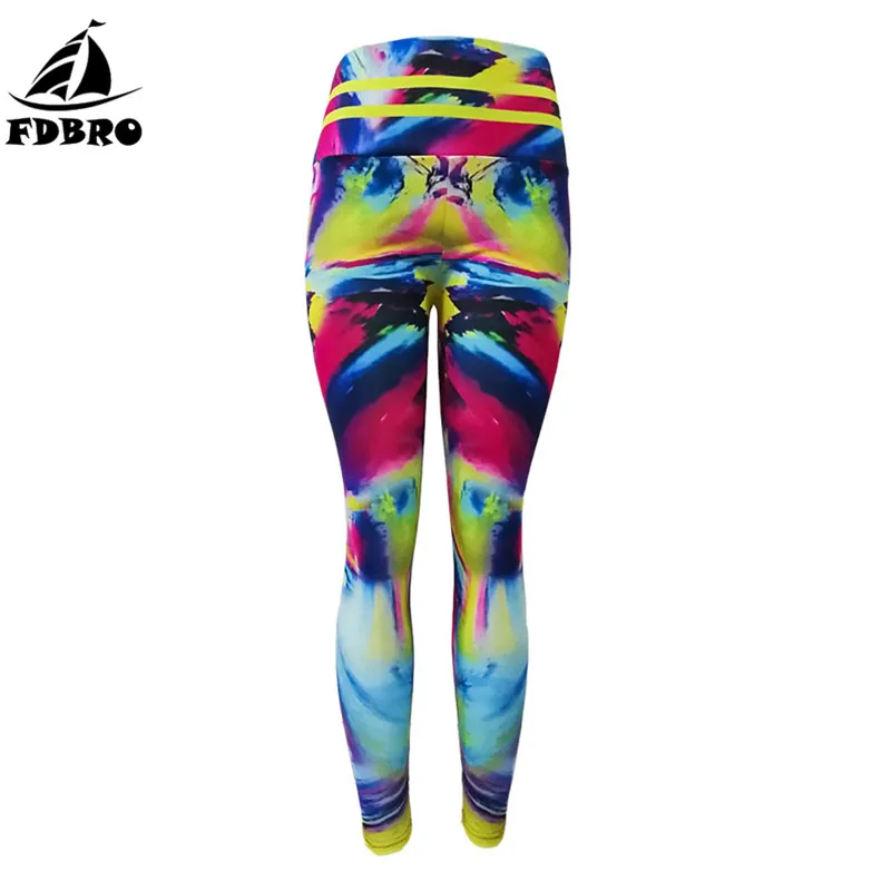 Спортивные беговые штаны FDBRO с высокой талией женские эластичные колготки для