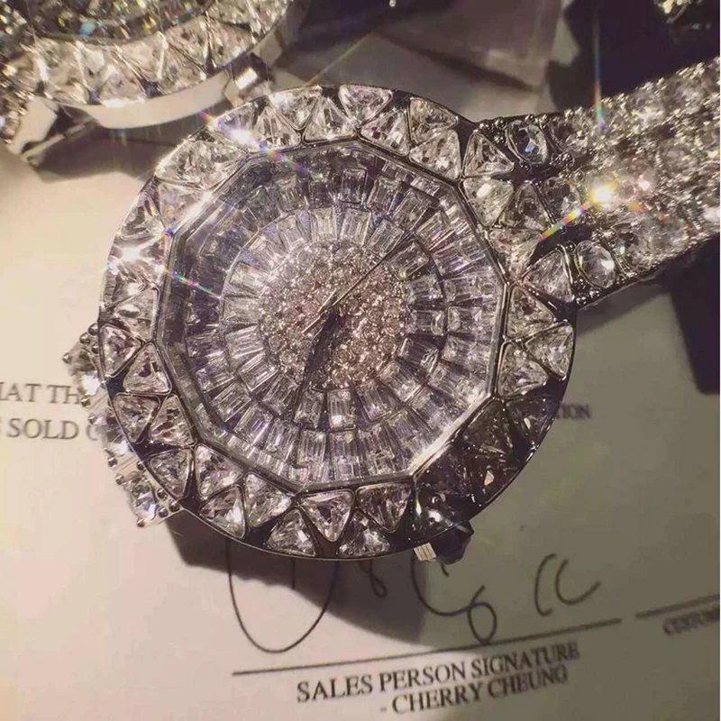 Новый стиль 2017! Высококачественные женские часы Роскошные наручные стразы