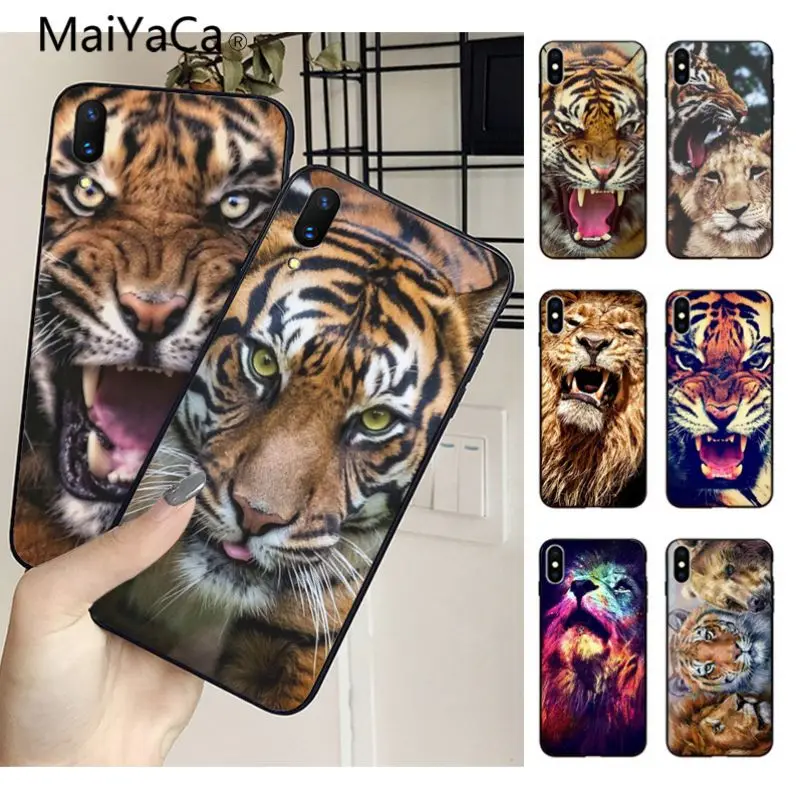 Мягкий чехол для телефона MaiYaCa lion tiger из ТПУ мягкий iPhone 8 7 6 6S Plus 5 5S SE XR X XS MAX