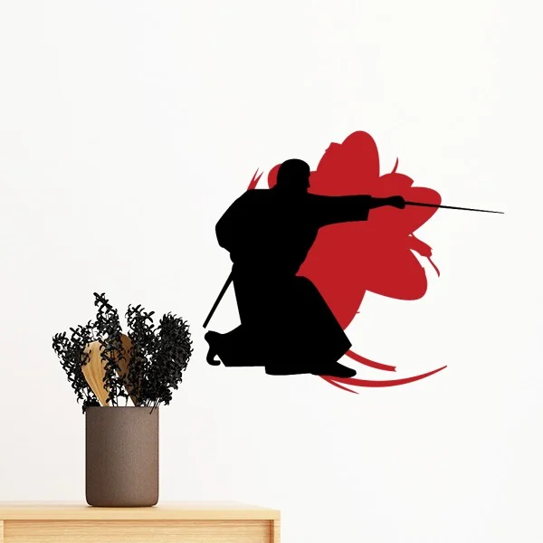 

Samurai Stab Sakura Japan Removable Wall Sticker Art Decals Mural DIY Wallpaper for Room Decal