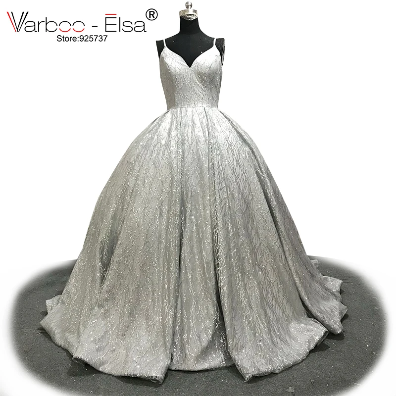 Новое блестящее серебряное бальное платье VARBOO_ELSA расшитое блестками сексуальное