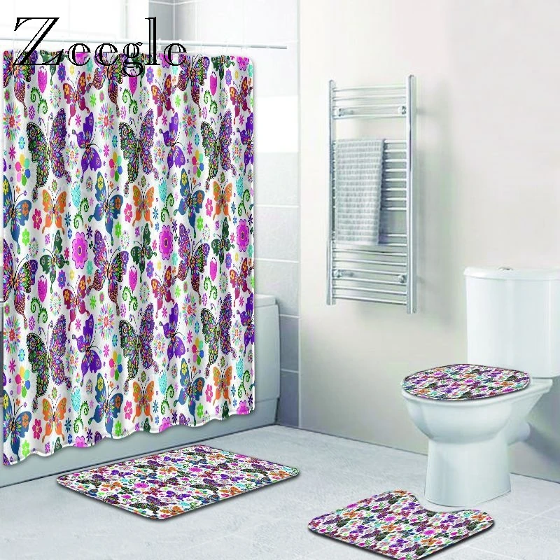 Zeegle Ванная комната душа Шторы и набор ковриков для ванной 3 предмета в комплекте 3D