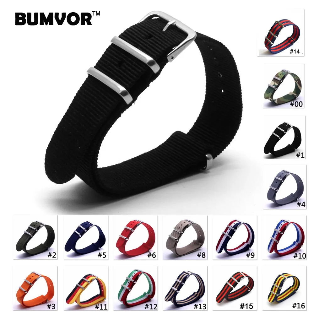 

Code 00-16 HOT 1PCS 20 mm Watchband Wholesale Watches Men Nylon Nato Strap 20mm WatchBand Waterproof Watch Strap on For hours