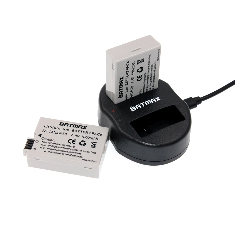 Batmax 2 шт. LP E8 аккумуляторная батарея + USB двойное зарядное устройство для Canon EOS 550D