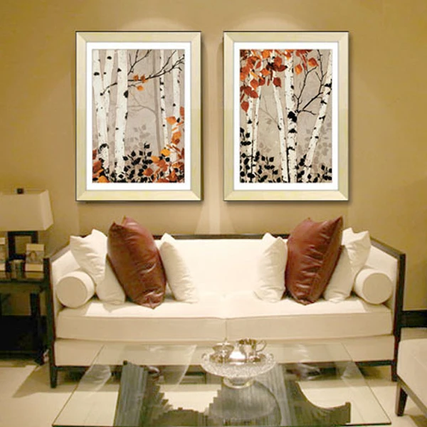 Классические белые картины на холсте из липы леса, декор стены деревьев, искусство для дома, рукоделие, осенняя картина падающих листьев.