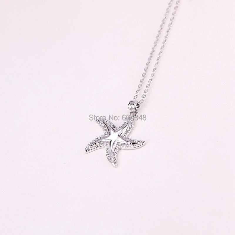 

10 Strands Copper Micro Pave Clear CZ Starfish pendant necklace, Mixed Color starfish Pendant Charms Necklace Jewelry
