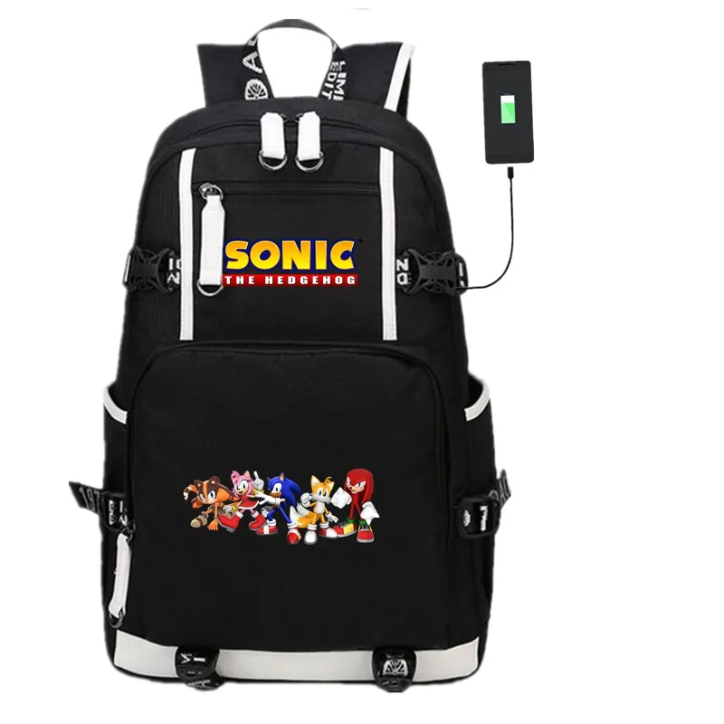 KH318 Аниме игра Соник Ежик USB рюкзак косплей черный унисекс подростков дорожная сумка для ноутбука через плечо школьные сумки подарок - Цвет: KH318