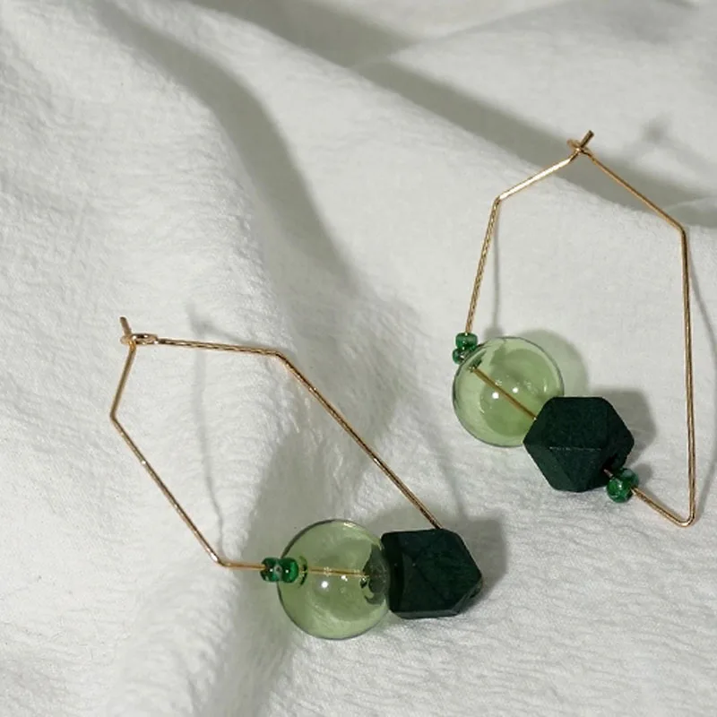 Дизайн ретро стеклянные серьги-кольца с шариком для женщин Unqiue INS Dreamlike Bubble Chic корейские серьги вrincos бижутерия
