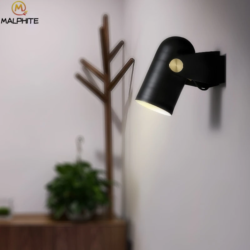 

Modern Black Iron Wall Lamp Rotating Lamp Holder Lighting Luminaire Simple Bedside lamp Fixtures For Home Deco Wall Light
