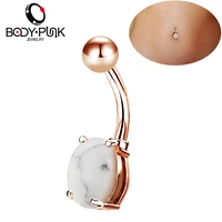 body punk 14g rose gold belly button rings marble stone design 14g navel piercing belly rings jewelry ombligo nombril women