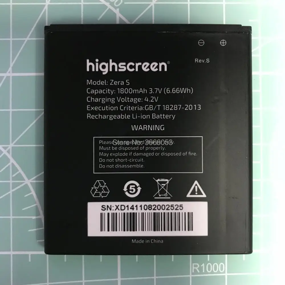VK Новый 1800mAh/6 66 WH 3 8 V Highscreen Zera S Сменный аккумулятор для (Rev.s) мобильный сотовый