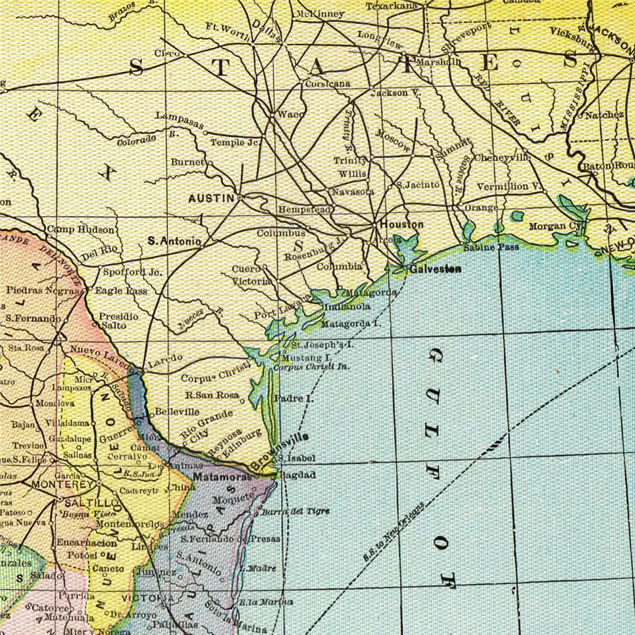 1903 г. античная карта Мексики украшение для дома печать на холсте настенная