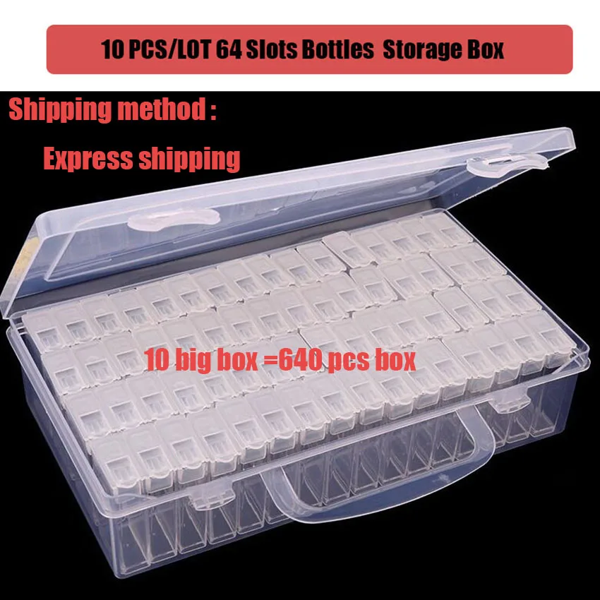 

10pcs/ Transparent Diamond Beads Container Rhinestone Daimond Organizer Storage Cover with Hole Diamond Painting Accessory Box