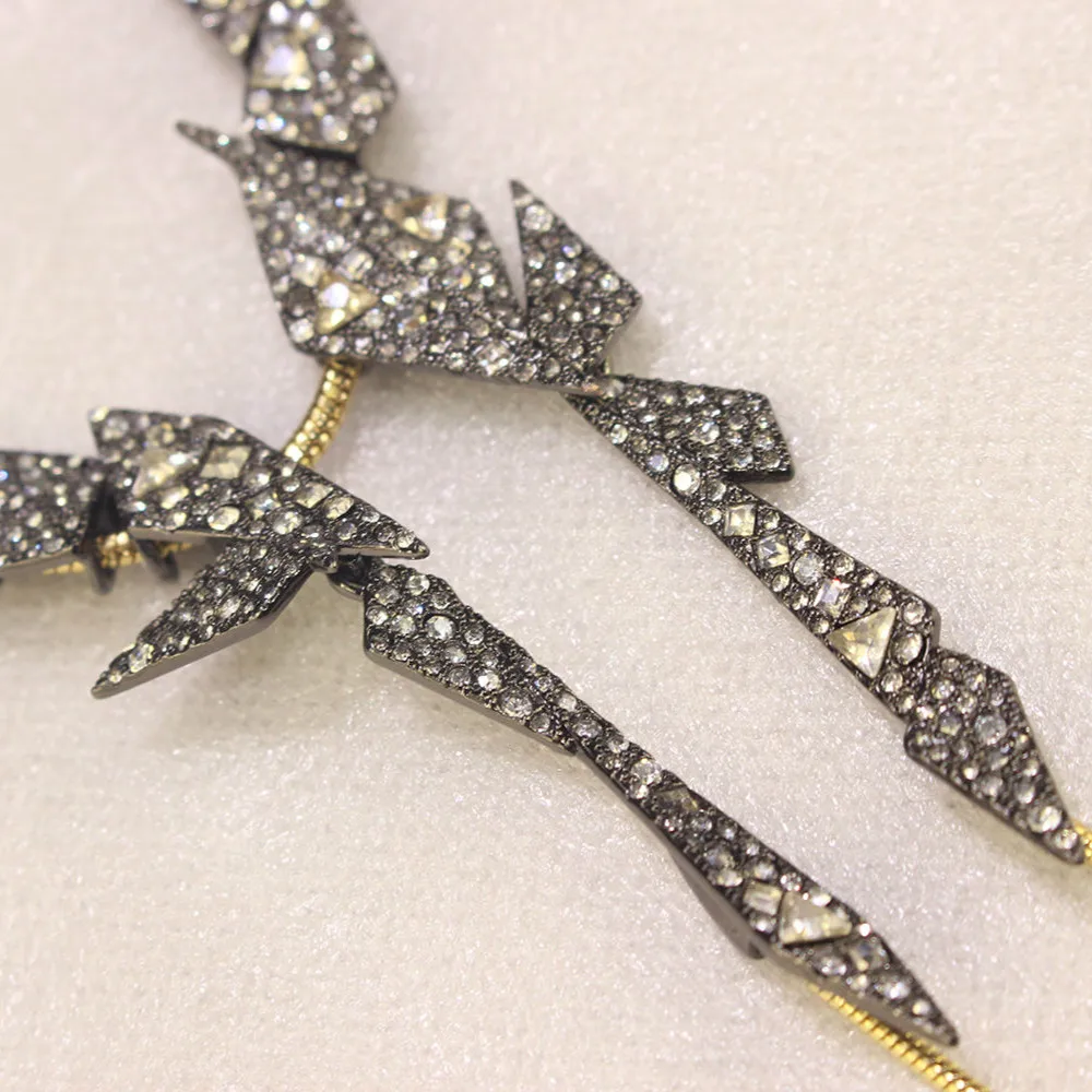 Zanilia золотая цепочка Two Tone Crystal Encrusted оригами Биб колье воротник себе Цепочки и