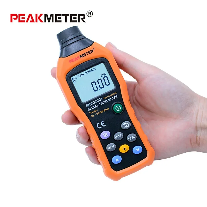 Цифровой Бесконтактный тахометр PEAKMETER PM6208B измеритель оборотов в минуту